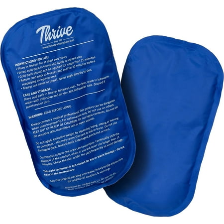 Thrive 2 Pack Reusable Cold Compress Ice Packs for Injury, Soft Touch Gel Ice Pack for Pain Relief & Rehabilitation, Large