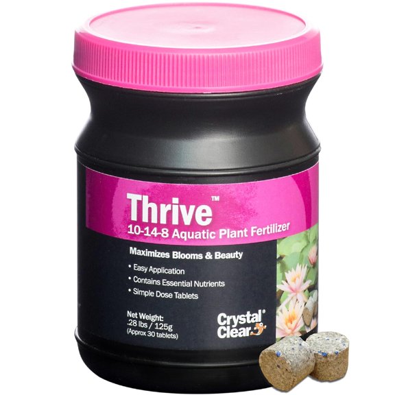 Thrive Aquatic Pond Plant Food, Fish Safe Water Garden Fertilizer, Nutrients Boost Lily & Lotus Flower Bloom & Root Growth, 30 Tablets