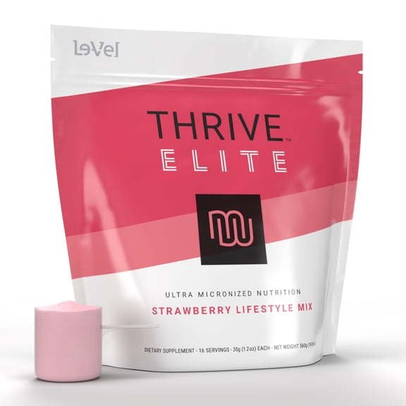 Thrive Elite Protein Shake | Gluten-Free, Protein Blend with BCAAs, Probiotics & Enzymes | 16 Serving - Scoop Serves, Strawberry