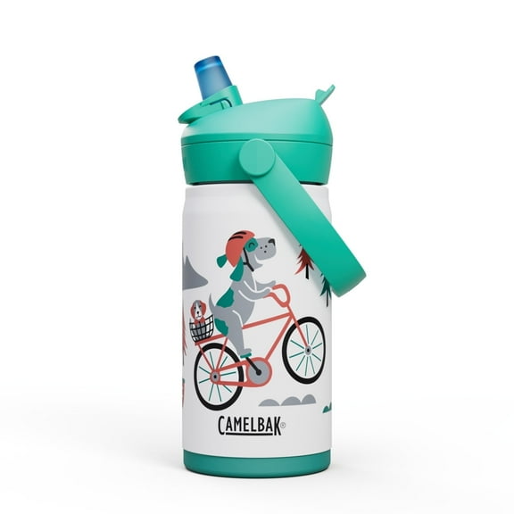 Camelbak Thrive™ Flip Straw Kids Stainless 12oz Water Bottle, Biking Dogs