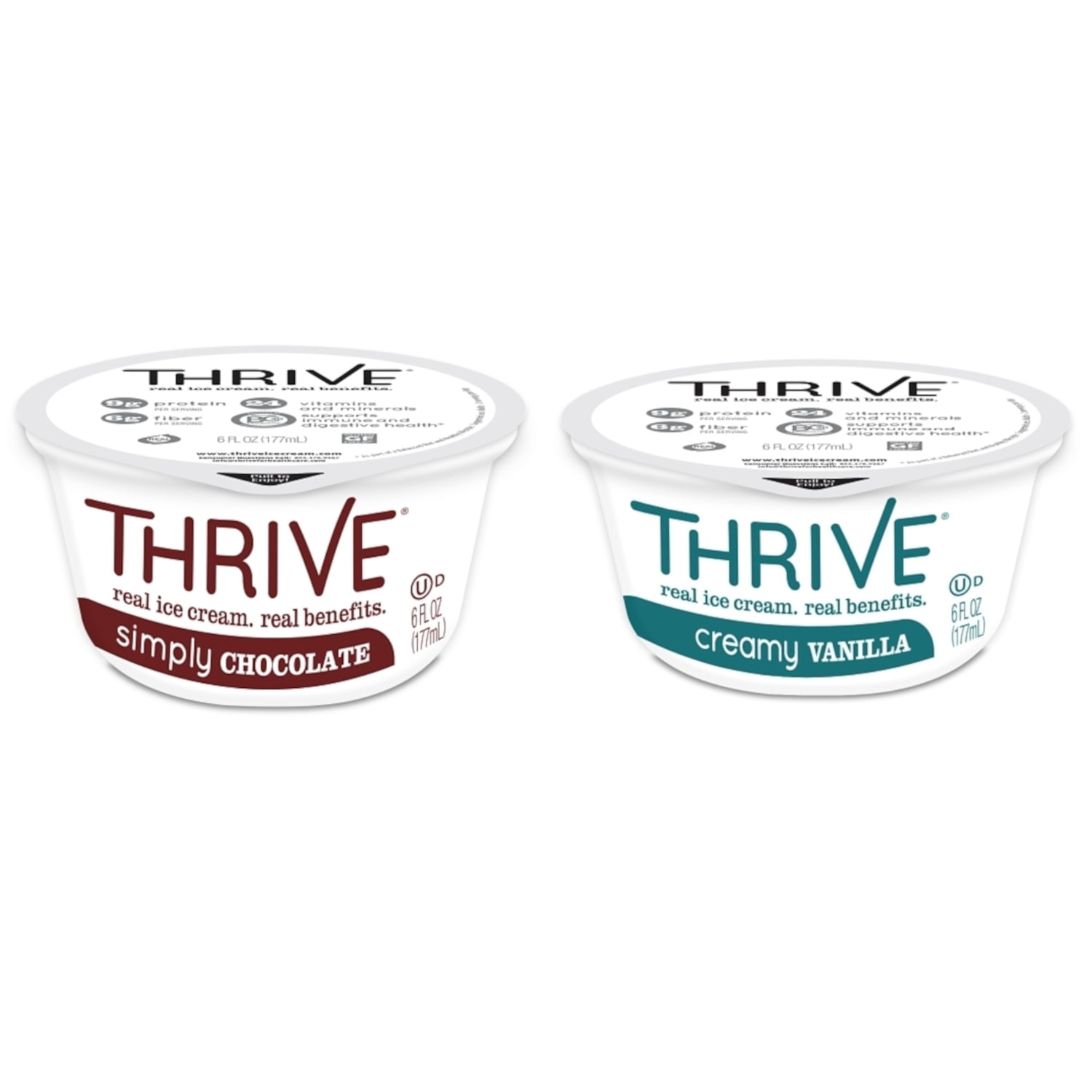 Thrive Frozen Nutrition Chocolate/Vanilla Ice Cream Variety Pack, 6 ounces (24 Count)