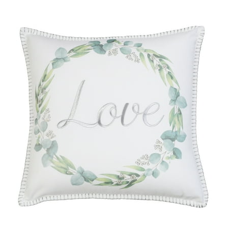 Thro Lucia Love Square Wreath Pillow, 18"x18", Multi