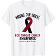 thumbnail image 1 of Throat Cancer Awareness Raising Our Voices Burgundy White T-Shirt, 1 of 2