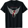 thumbnail image 1 of Throat Cancer Survivor Awareness Ribbon with Wings Gift T-Shirt, 1 of 4