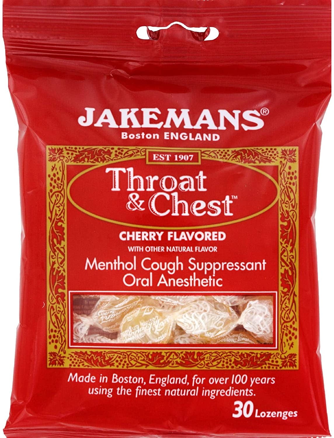 Throat & Chest Menthol Cough Suppressant Oral Anesthetic Lozenges