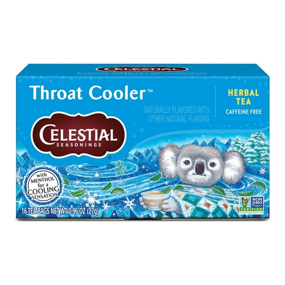 Throat Cooler Herbal Tea, Caffeine Free, 16 Tea Bags Box