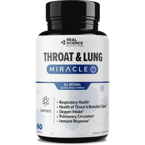 Throat & Lung Miracle for Adults Natural Formula for Respiratory Wellness, Cough, Wheezing, Shortness of Breath, and Throat Comfort