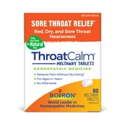 Boiron ThroatCalm Tablets, Homeopathic Medicine for Sore Throat Relief, Hoarseness, Red, Dry and Sore Throat, 60 Tablets