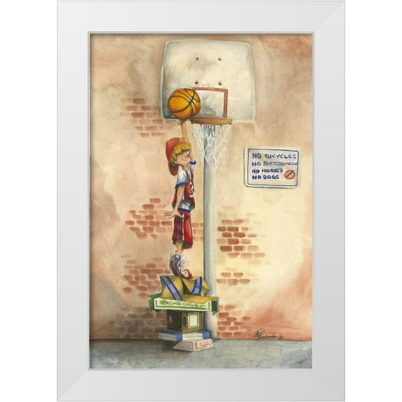 Throckmorton, Jay 13x18 White Modern Wood Framed Museum Art Print Titled - Slam Dunk
