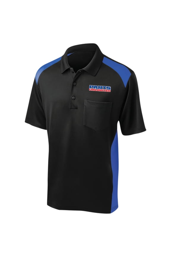 Parts Unlimited Mens Short Sleeve Polo Shirt Black/Blue XL