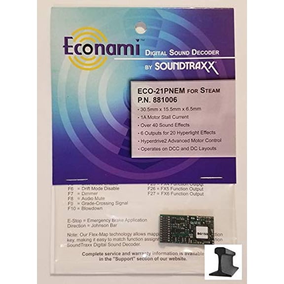 Throttle Up TUC881006 HO/N Sound ECO-21PNEM Decoder, Steam 1A