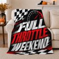 thumbnail image 1 of Throttle Weekend Quote with Tachometer and Checkered Flag, Motorsport Graphic Art for Racing Fans, Red Speed Gauge Motif Cozy Flannel Blanket, Birthday Gift for Garage and Game Room Home Decor, 1 of 9