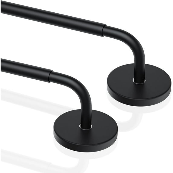 ThrottleT-2 Pack Magnetic Curtain Rods for Metal Door, Adjustable 30 to 40 Inch Curtain Rod 3/8 Inch Diameter Magnet Rods for French Door Rod Window Cafe, 30"-40" (Black, 2Pack)