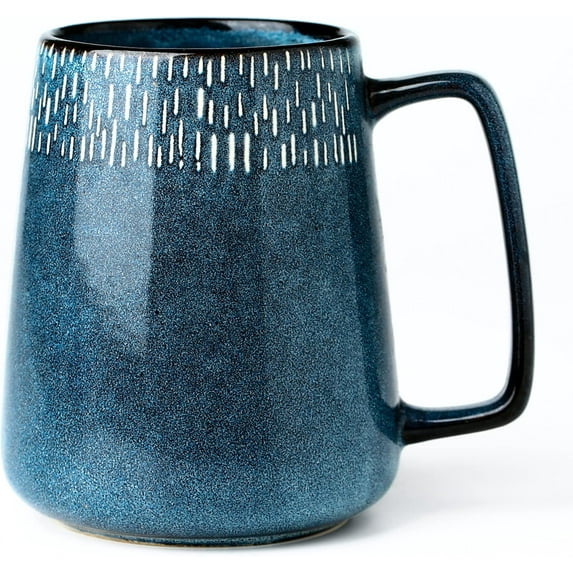 ThrottleT-24 oz Large Ceramic Coffee mugs, Extra Large Tea and Coffee Cups, Large Handle Design, Big Coffee Mug for Office and Home, Microwave and Diahwasher Safe. (24 oz star blue)