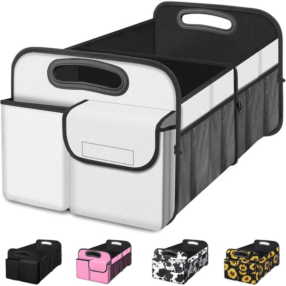 ThrottleT-Car Trunk Organizer, Car Storage Organizer with Large Capacity Waterproof Collapsible Trunk Organizer for Car Suv/Jeep/Sedan (Beige, Standard)