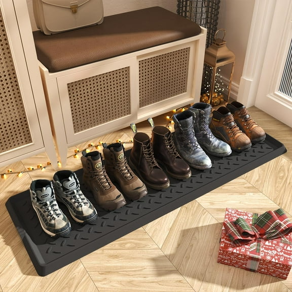 ThrottleT-Extra Large Boot Tray 48 Inch Boot Storage Heavy Duty Rubber Mats for Floor Waterproof Shoe Mat Tray for Entryway Multi Use Shoe Rug 16x47.5 Inches