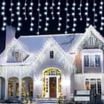 thumbnail image 1 of ThrottleT -LED Icicle Lights, 300 LEDs, 33ft, 8 Modes, Curtain Fairy Light with 60 Drops, Clear Wire LED String for Christmas/Thanksgiving/Easter/Halloween/Party Backdrops Decorations (Cool White), 1 of 14