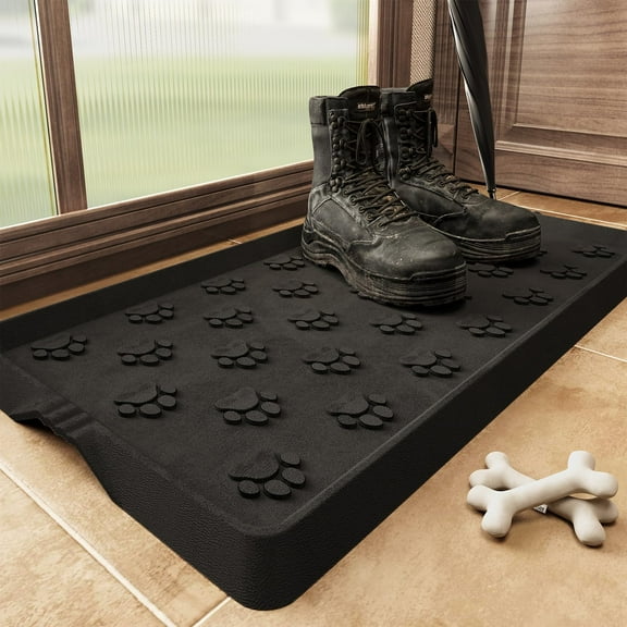 ThrottleT-Paw Pattern Boot Tray for Entryway Waterproof Rubber Mats for Dogs Multipurpose Shoe Mat Tray for Entryway Indoor Outdoor Multi Use Catch All Trays Shoe Storage 16x27.5 Inches