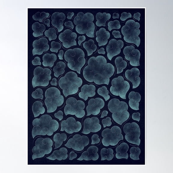 Through The Clouds - Dark Blue Poster Wall Art, Modern Wall Decor, 24x36 UNFRAMED