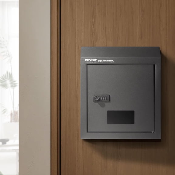 Through The Door Key Drop Box, Heavy Duty Steel Through The Door Mailbox with 12" Combination Lock, Mail Drop Box, Black