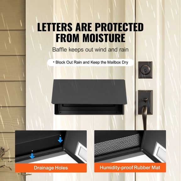 Through The Door Key Drop Box, Heavy Duty Steel Through the Door Mailbox with 12" Combination Lock, Mail Drop Box, Black