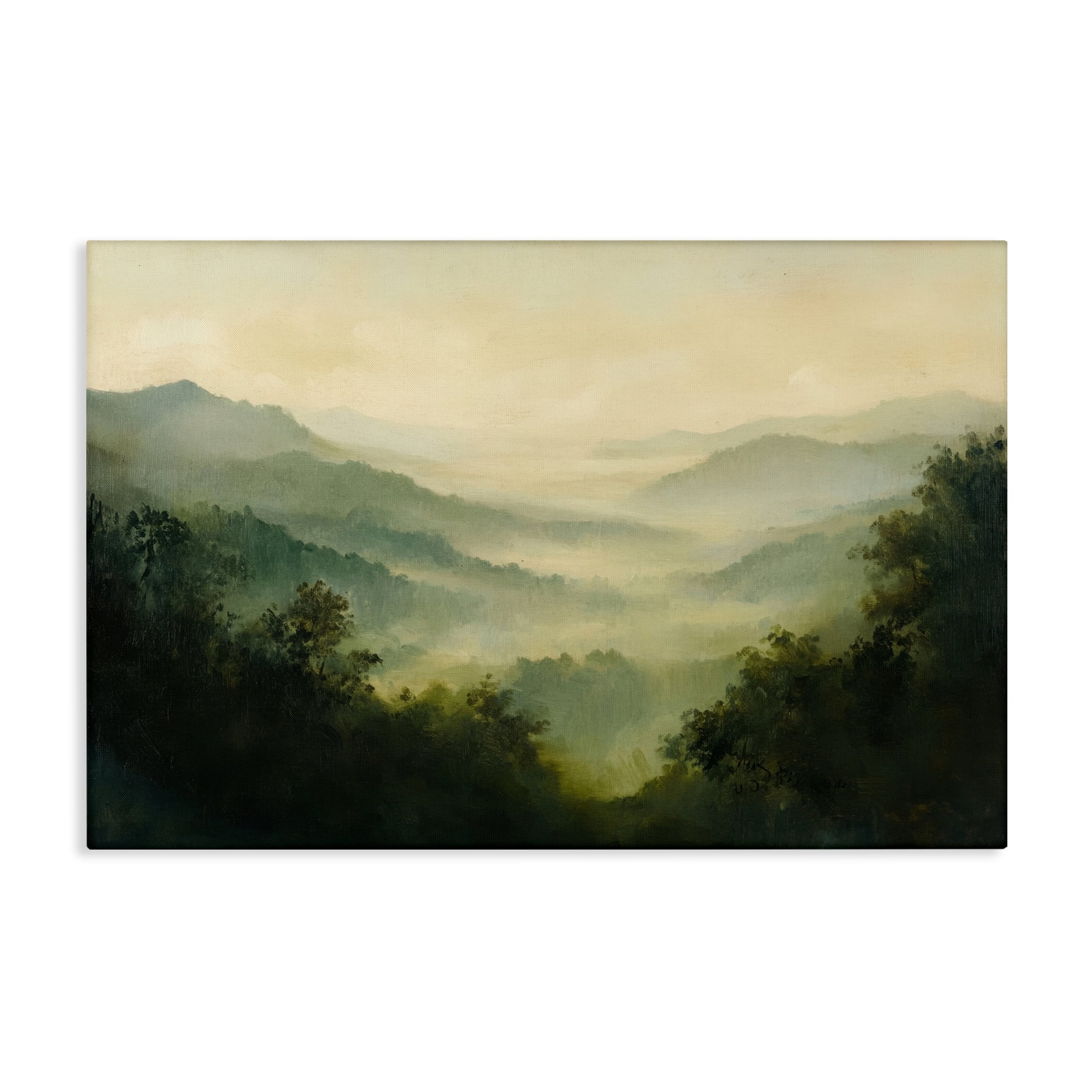 Through The Haze Landscape Canvas Wall Art, design by Petal Prints Design