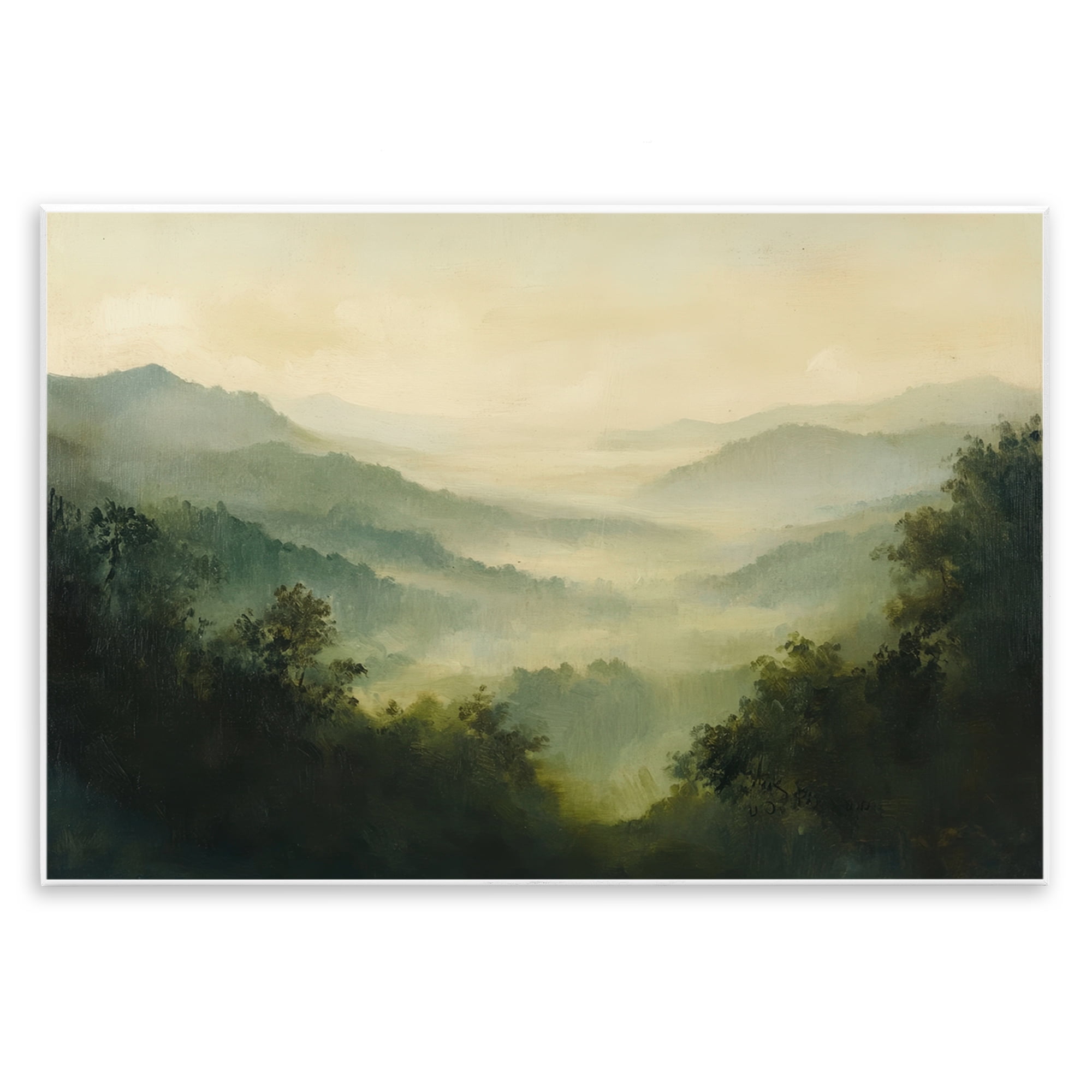 Through The Haze Landscape Wall Plaque Art, design by Petal Prints Design