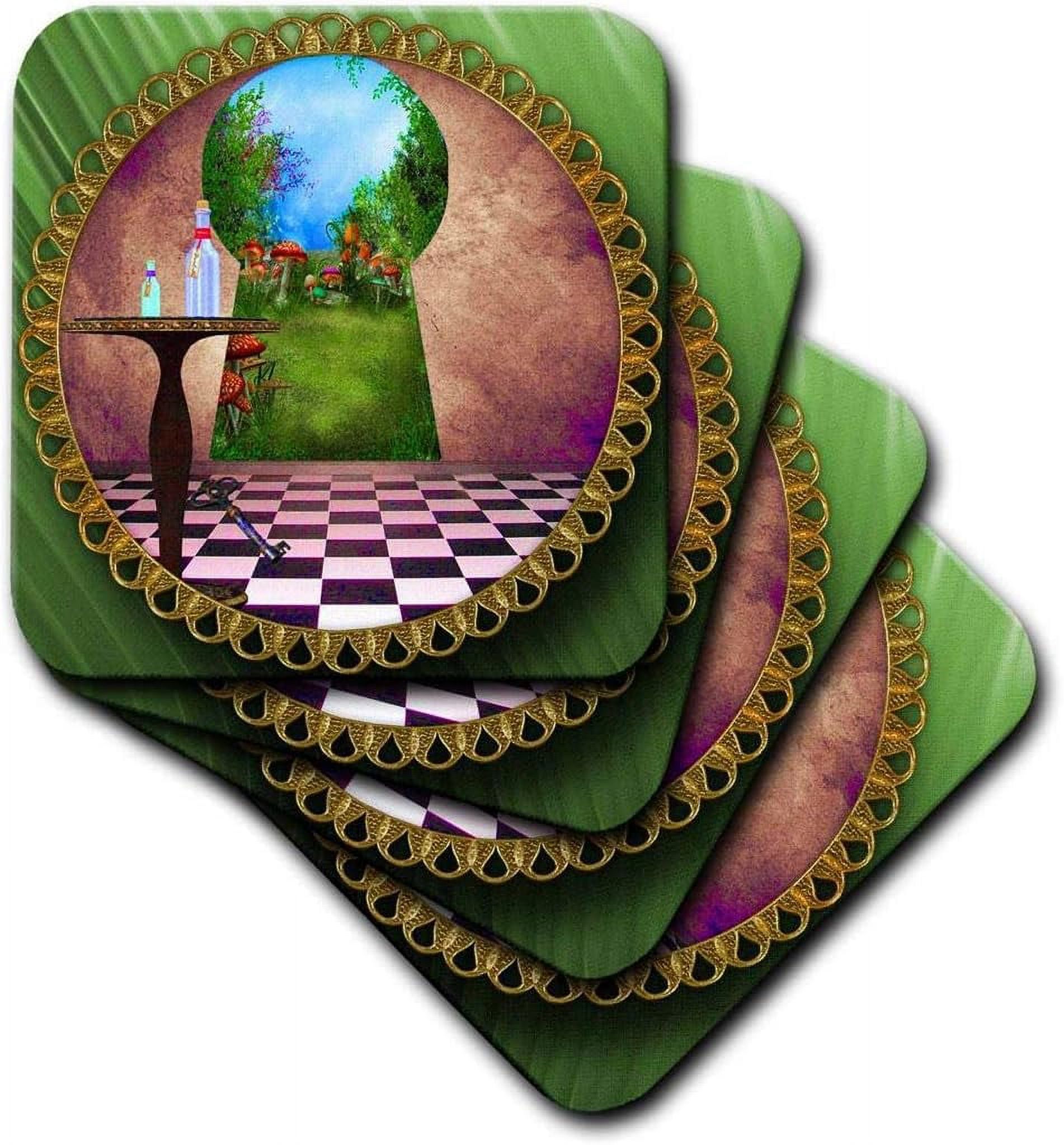 Through The Keyholes Alice in Wonderland & Art Checkered Floor Bottle
