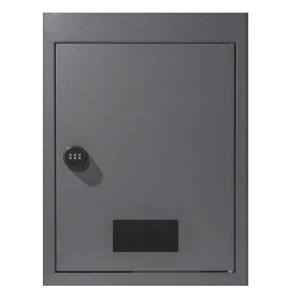 Through The Wall Drop Box, Heavy Duty Steel Through The Wall Mailbox with 2.8-7.9" 13" Combination Lock, 12.5x6.3x16.9 Mail Drop Box, Dark Gray