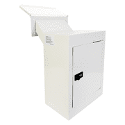 Through-The-Wall Drop Box with Rainproof Cover | Heavy Duty Through Wall Mailbox with 10-Inch Adjustable Chute | Rainproof Locking Drop Safe for Mail, Rent, Checks, Cash, and Keys, Gray