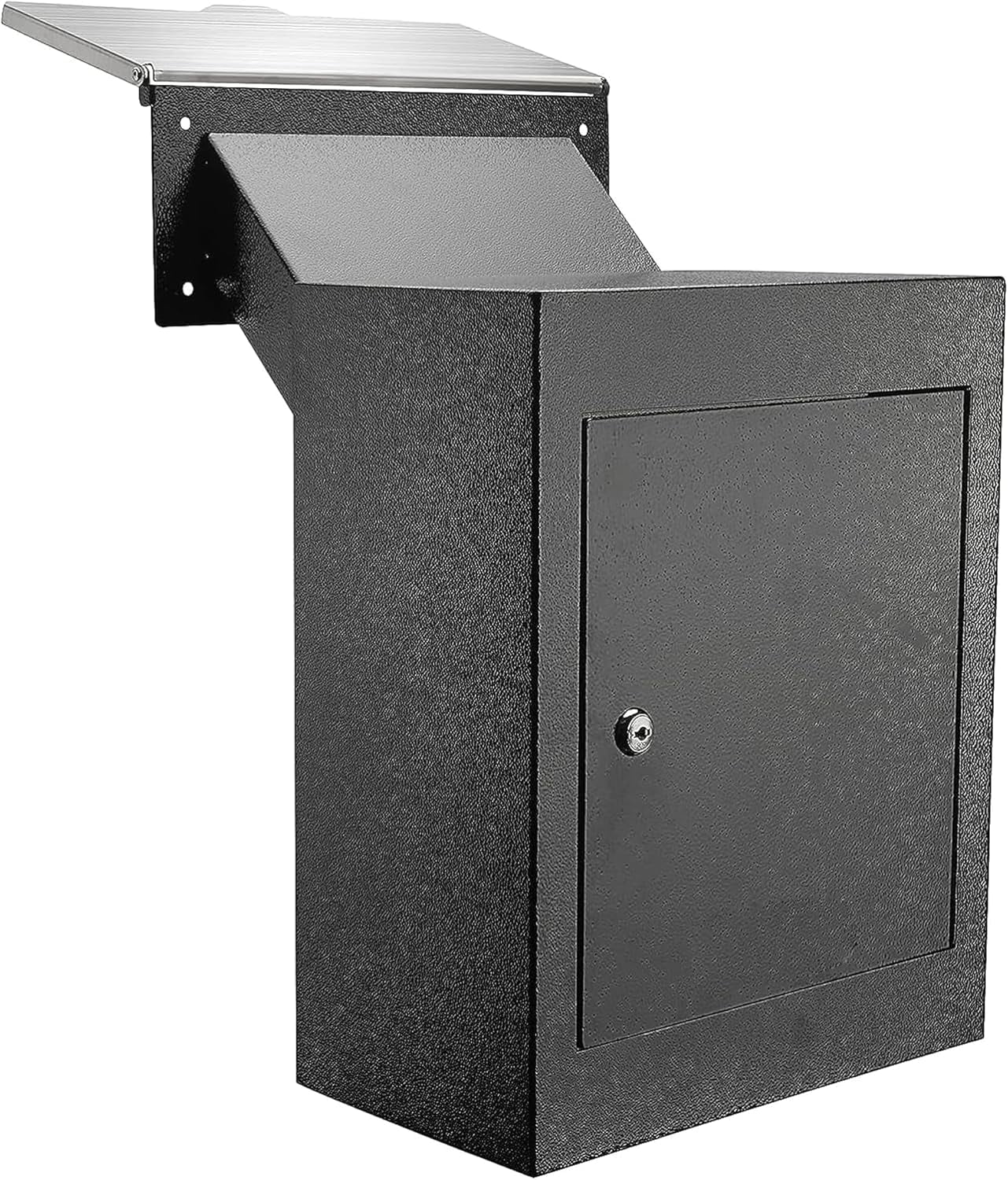 Black Steel Lockable Through-Wall Mailbox with Rainproof Cover