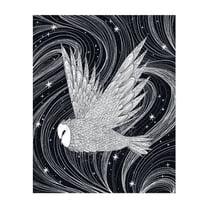 Through Time & Space - Drawing Night Sky Line Art Cosmic Stars Bird Mystical Space Unframed Wall Art Print 6 x 8 inches