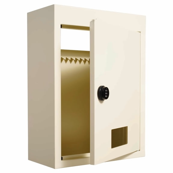 Through Wall Drop Box, Heavy Duty Steel Mailbox with Combination Lock, 12.5x6.3x16.9" Mail Drop, Beige - Key Drop for Home & Office