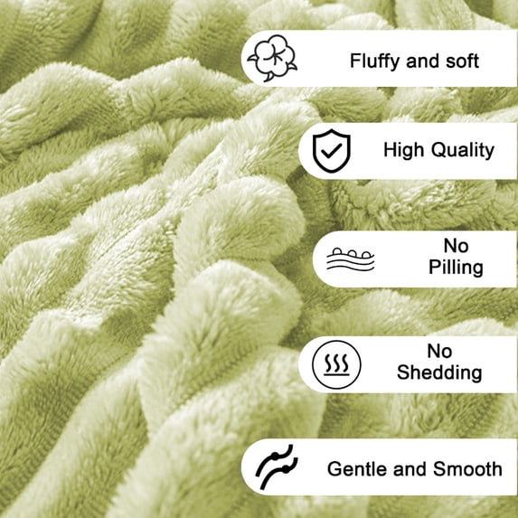 Throw Blanket 27.56x39.37 Inch, Fuzzy Plush Flannel Throw, Warm Cozy Microfiber Blankets for Sofa Couch Bed, Lightweight Striped Blanket (Green)