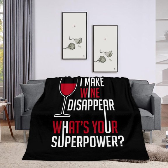 Throw Blanket 30x40 Inch,Wine Funny Saying and Quote Element Cozy Soft Lightweight Fuzzy Flannel Blanket 40x30 Inch Suitable for Couch Bed Sofa Living Room in All Seasons