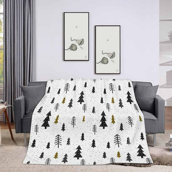 Throw Blanket 30x40 Inch,Winter Trees Christmas Cozy Soft Lightweight Fuzzy Flannel Blanket 40x30 Inch Suitable for Couch Bed Sofa Living Room in All Seasons