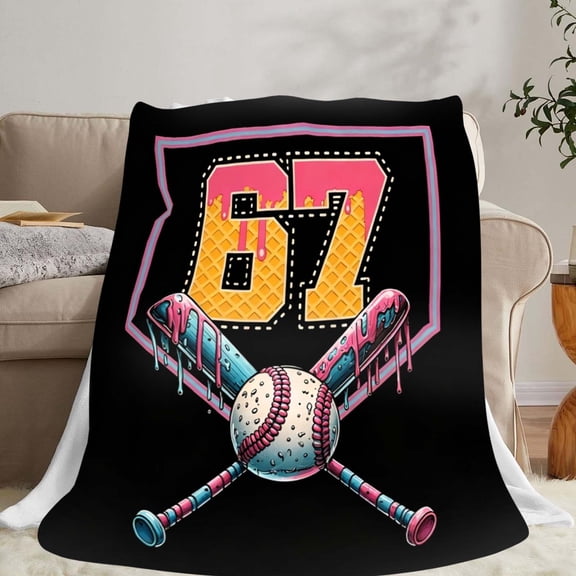 Throw Blanket 67 Meme Blanket, Six Seven Blankets for Teen - Custom 6 7 Blanket with Name Customized Flannel Blankets for Family Brithday Gifts for Adults & Men & Women