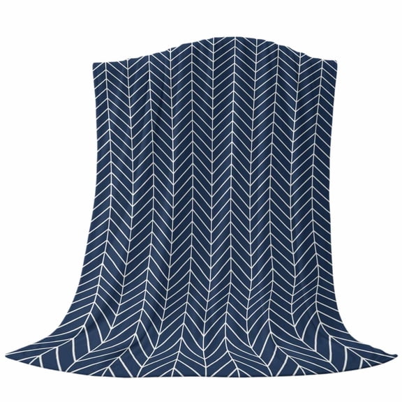 Throw Blanket Abstract Blue White Chevron Texture,Warm Soft Lightweight Flannel Fleece Blankets Geometric Herringbone,Microfiber Throws for Bed Sofa Couch Camping All Seasons Use 30x40In