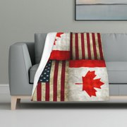 Throw Blanket America Canada Flag Flannel Blanket Soft Throw Blanket For Couch Bed All Seasons 32"X48"