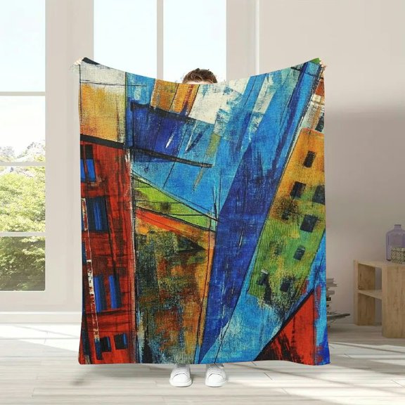 Throw Blanket, Art Texture Abstract Retro Flannel Soft Cozy Fluffy Throw Blankets and Warm Throws for Adults in Couch Sofa Bed