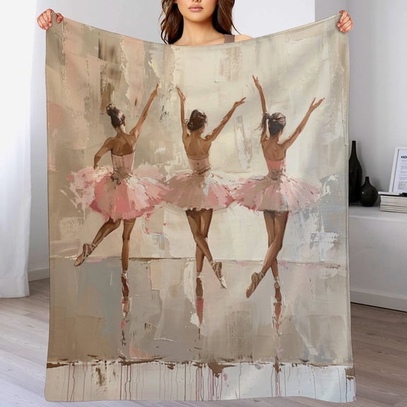 Throw Blanket Ballet Nursery Couch Blanket Super Soft Flannel Throw Blanket Ballet Girl Dancer Ative Decorative Flannel Blanket for Couch Bed Sofa for Adults And Kids 60"x80"