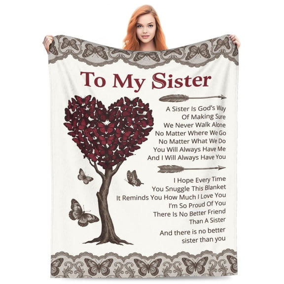 Throw Blanket Birthday Gifts for Sister ,Big Sisters Birthday Present from Sis,Best Sister Ever Gifts for Women Blanket,to My Sisters Soft Flannel Throw for Christmas Valentines 50x40
