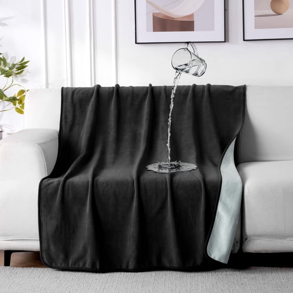 Throw Blanket Black/Light Grey 40"×60" Waterproof Pet Bed Couch Protector
