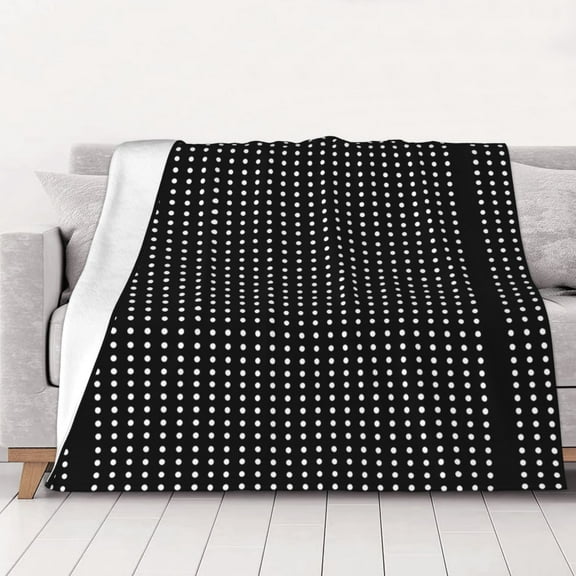 Throw Blanket Black Polka Dot Soft Cozy Fleece Flannel Blanket Home Decor for Couch Sofa Bed 40"x30"
