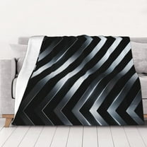 Throw Blanket Black Silver Stripe Soft Cozy Fleece Flannel Blanket Home Decor for Couch Sofa Bed 50"x40"
