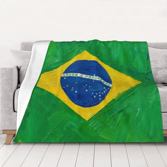 Throw Blanket Brazil Flag Soft Cozy Fleece Flannel Blanket Home Decor for Couch Sofa Bed 50"x40"