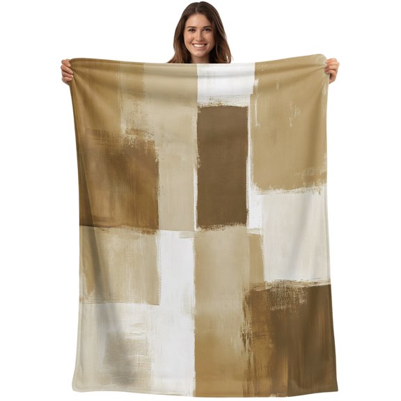 Throw Blanket Brown Paint Blankets and Throws, Gradient Graffiti Modern Abstract Blanket for Couch Bed Sofa Chair, Soft Cozy Warm Flannel Fleece Blankets for All Season Home Decor 40x50 Inch