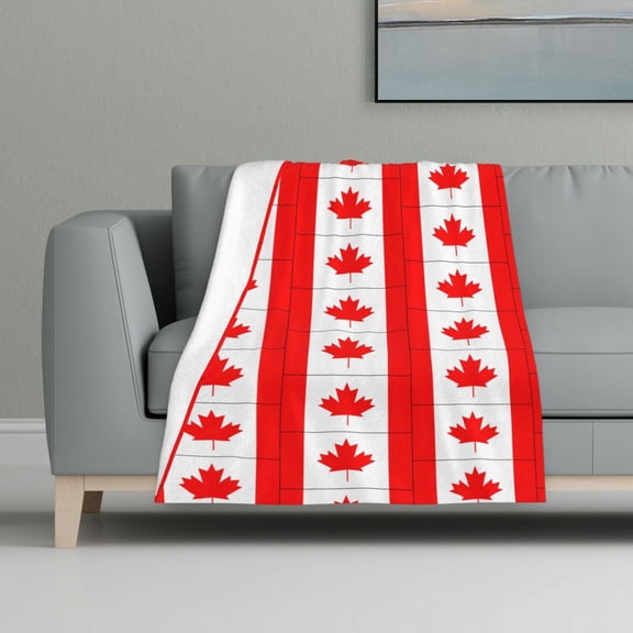 Throw Blanket Canada Flag Flannel Blanket Soft Throw Blanket For Couch Bed All Seasons (32"X48")