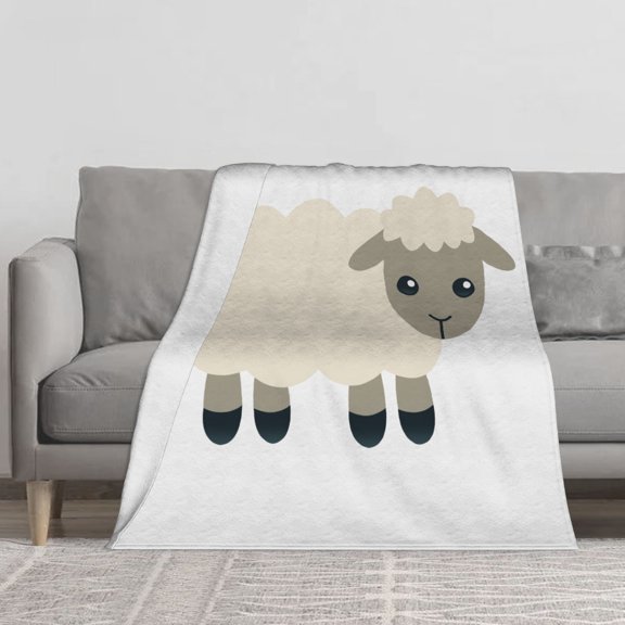 Throw Blanket, Cartoon Cute Sheep Blanket, Lightweight Microfiber Fleece Throw for Couch, Sofa, Bed, 60x50inch