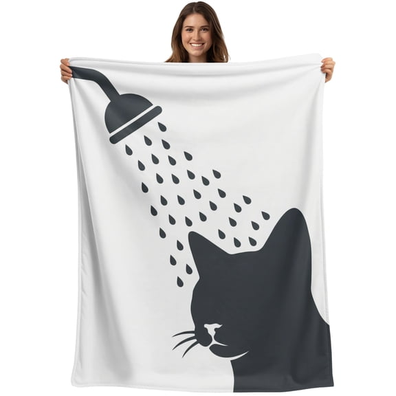 Throw Blanket Cat Shower Blankets and Throws, Funny Animal Shadow Blanket for Couch Bed Sofa Chair, Soft Cozy Warm Flannel Fleece Blankets for All Season Home Decor 40x50 Inch
